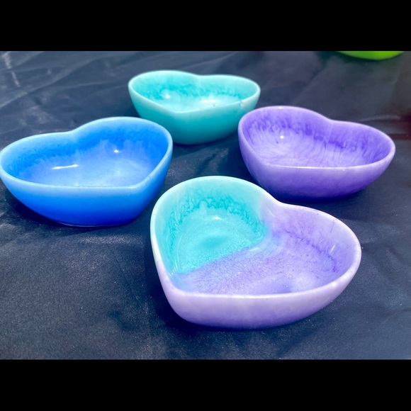 Tie Dye Jewelry Dishes / Square and Heart Shaped Trays / Handmade Pastel Dish - Picture 13 of 17